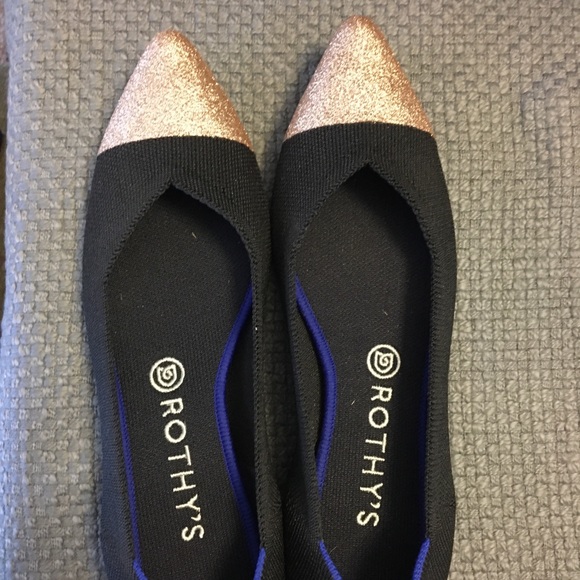 Rothy's Shoes - Custom gold Captoe EEEUC Rothy’s Black Point